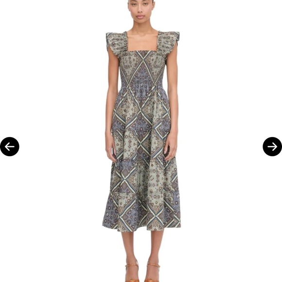 HILL HOUSE HOME The Ellie Nap Dress - Olive Equestrian Scarf Sz Large - Picture 2 of 16